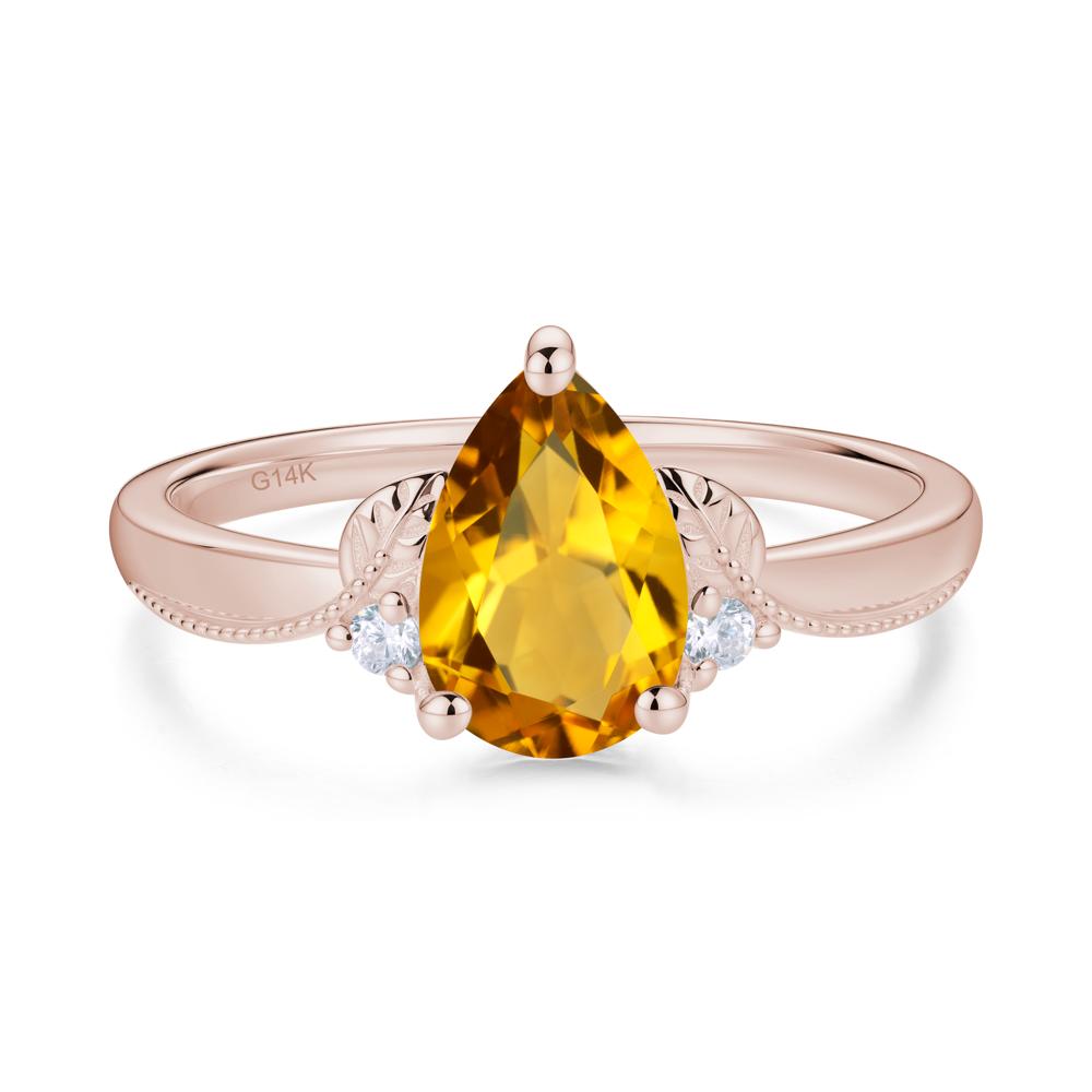Vintage Pear Cut London Blue Topaz Leaf Ring Set - LUO Jewelry #gemstone_Citrine