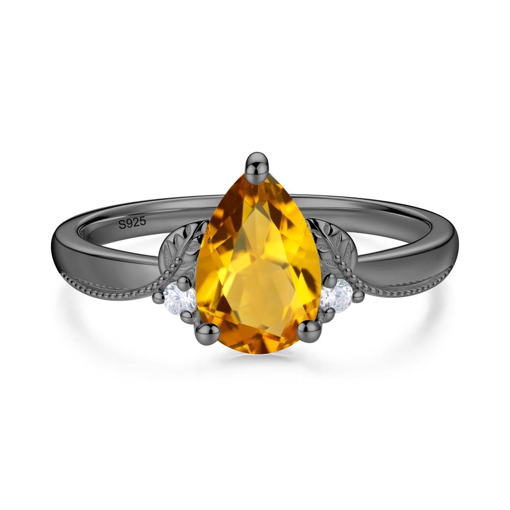 Vintage Pear Cut London Blue Topaz Leaf Ring Set - LUO Jewelry #gemstone_Citrine