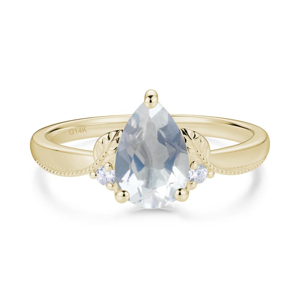 Vintage Pear Cut London Blue Topaz Leaf Ring Set - LUO Jewelry #gemstone_Moonstone