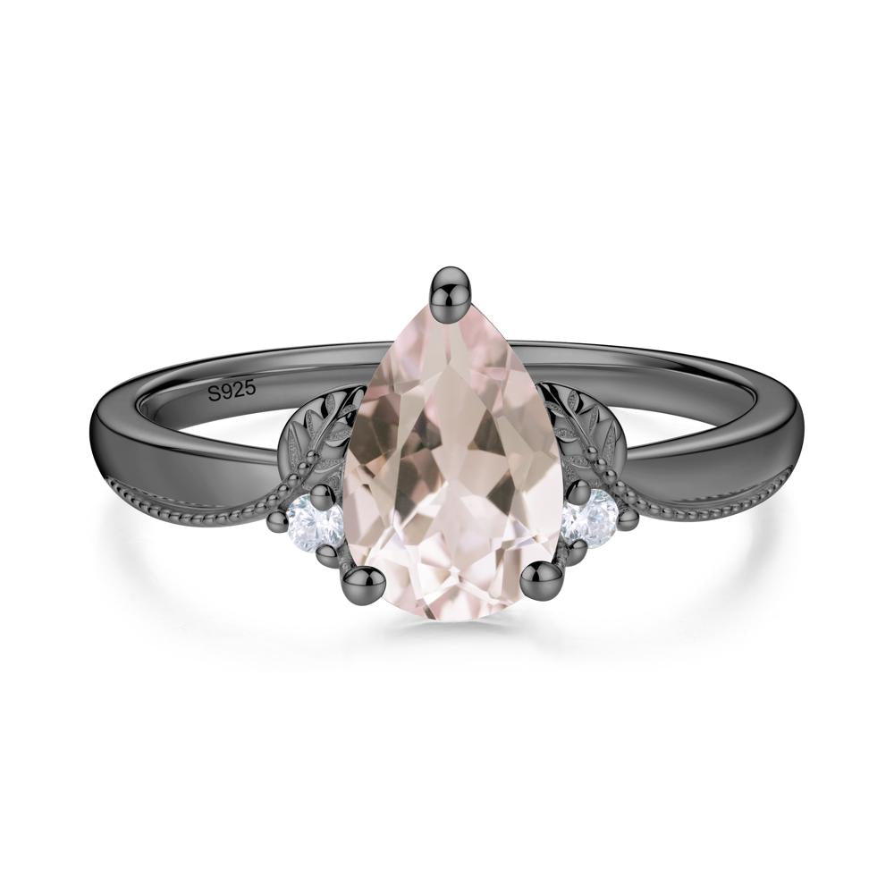 Vintage Pear Cut London Blue Topaz Leaf Ring Set - LUO Jewelry #gemstone_Morganite
