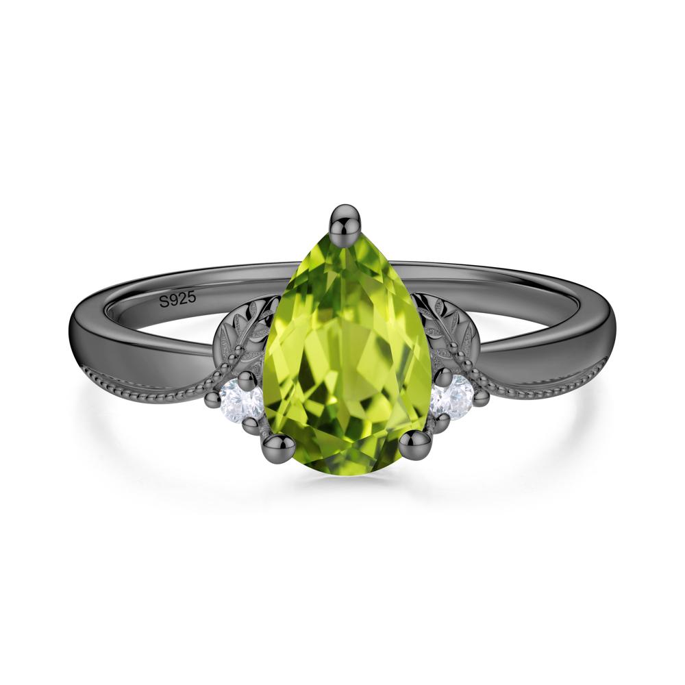 Vintage Pear Cut London Blue Topaz Leaf Ring Set - LUO Jewelry #gemstone_Peridot
