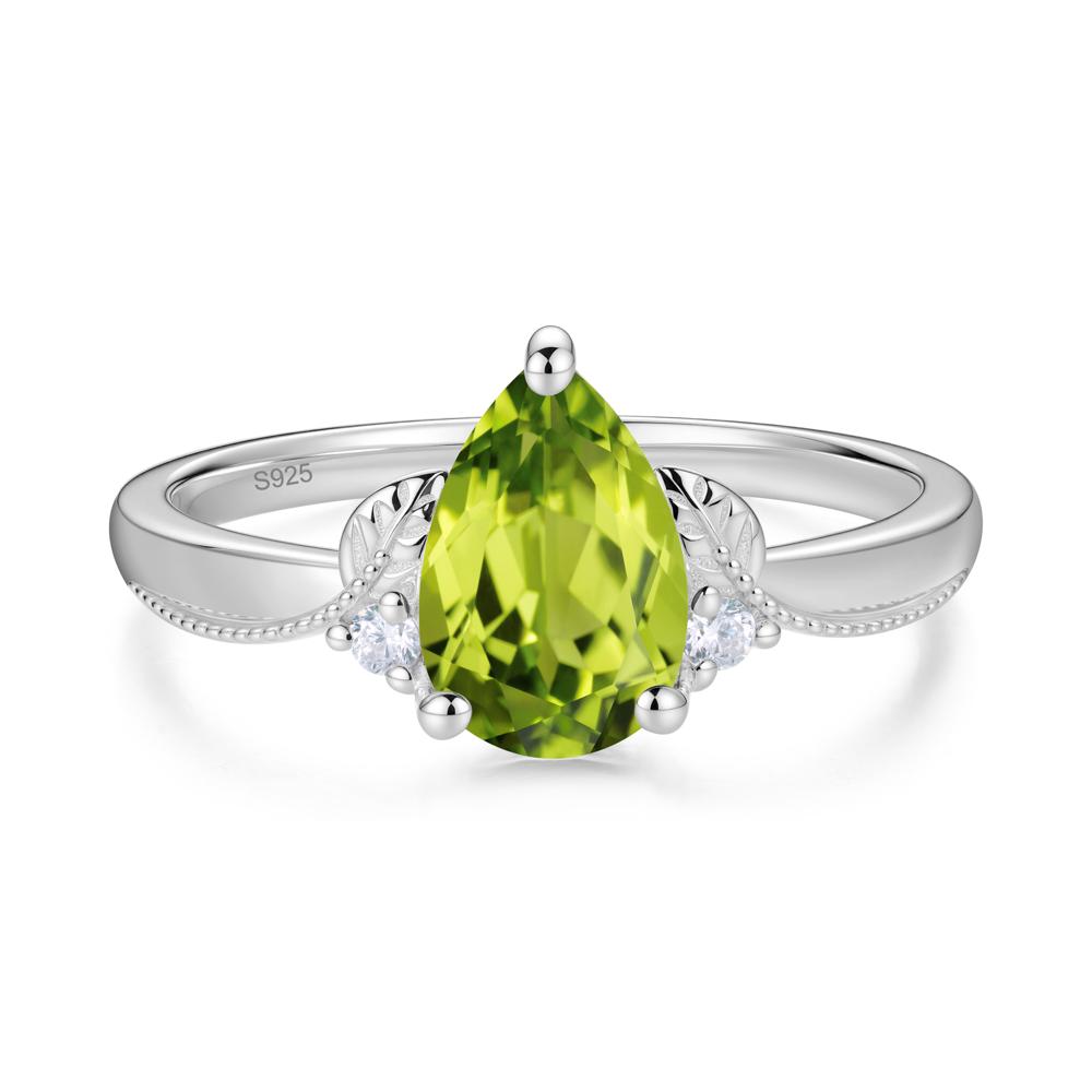 Vintage Pear Cut London Blue Topaz Leaf Ring Set - LUO Jewelry #gemstone_Peridot