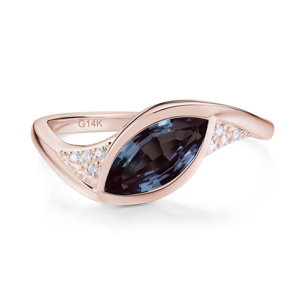 Minimalist Bezel Set Marquise Sapphire Engagement Ring - LUO Jewelry #gemstone_Alexandrite