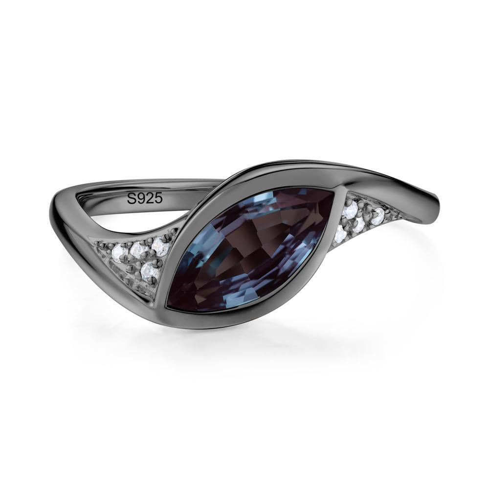 Minimalist Bezel Set Marquise Sapphire Engagement Ring - LUO Jewelry #gemstone_Alexandrite