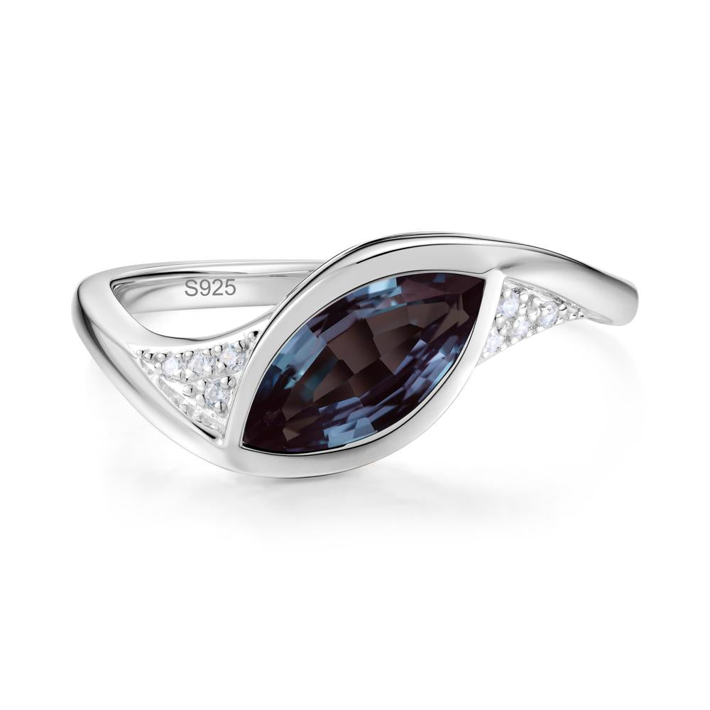 Minimalist Bezel Set Marquise Sapphire Engagement Ring - LUO Jewelry #gemstone_Alexandrite