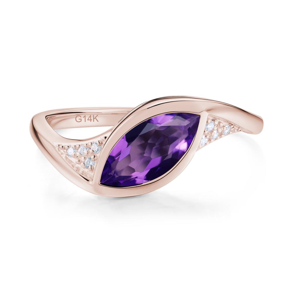 Minimalist Bezel Set Marquise Sapphire Engagement Ring - LUO Jewelry #gemstone_Amethyst