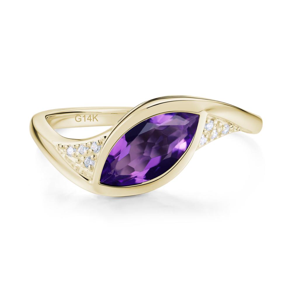 Minimalist Bezel Set Marquise Sapphire Engagement Ring - LUO Jewelry #gemstone_Amethyst