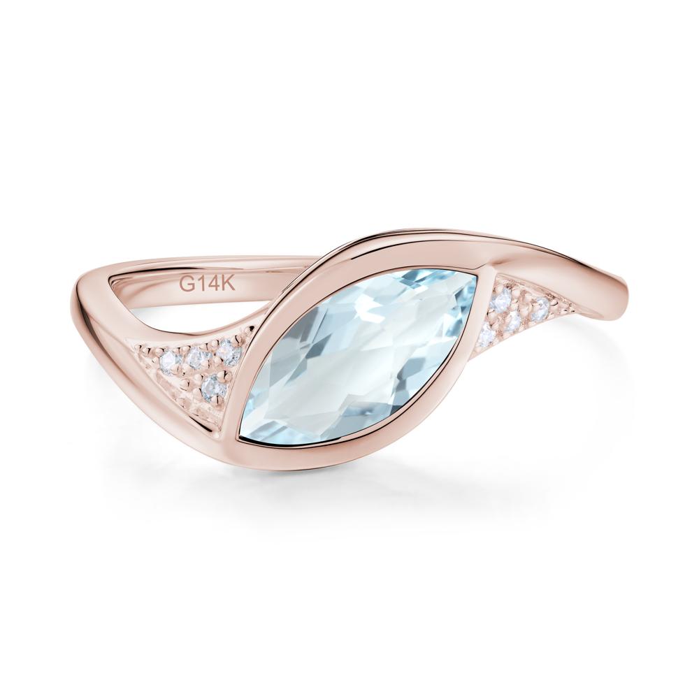 Minimalist Bezel Set Marquise Sapphire Engagement Ring - LUO Jewelry #gemstone_Aquamarine