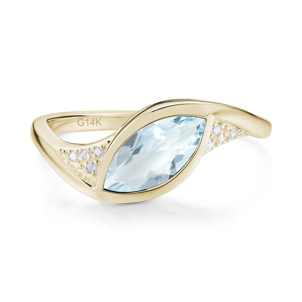 Minimalist Bezel Set Marquise Sapphire Engagement Ring - LUO Jewelry #gemstone_Aquamarine