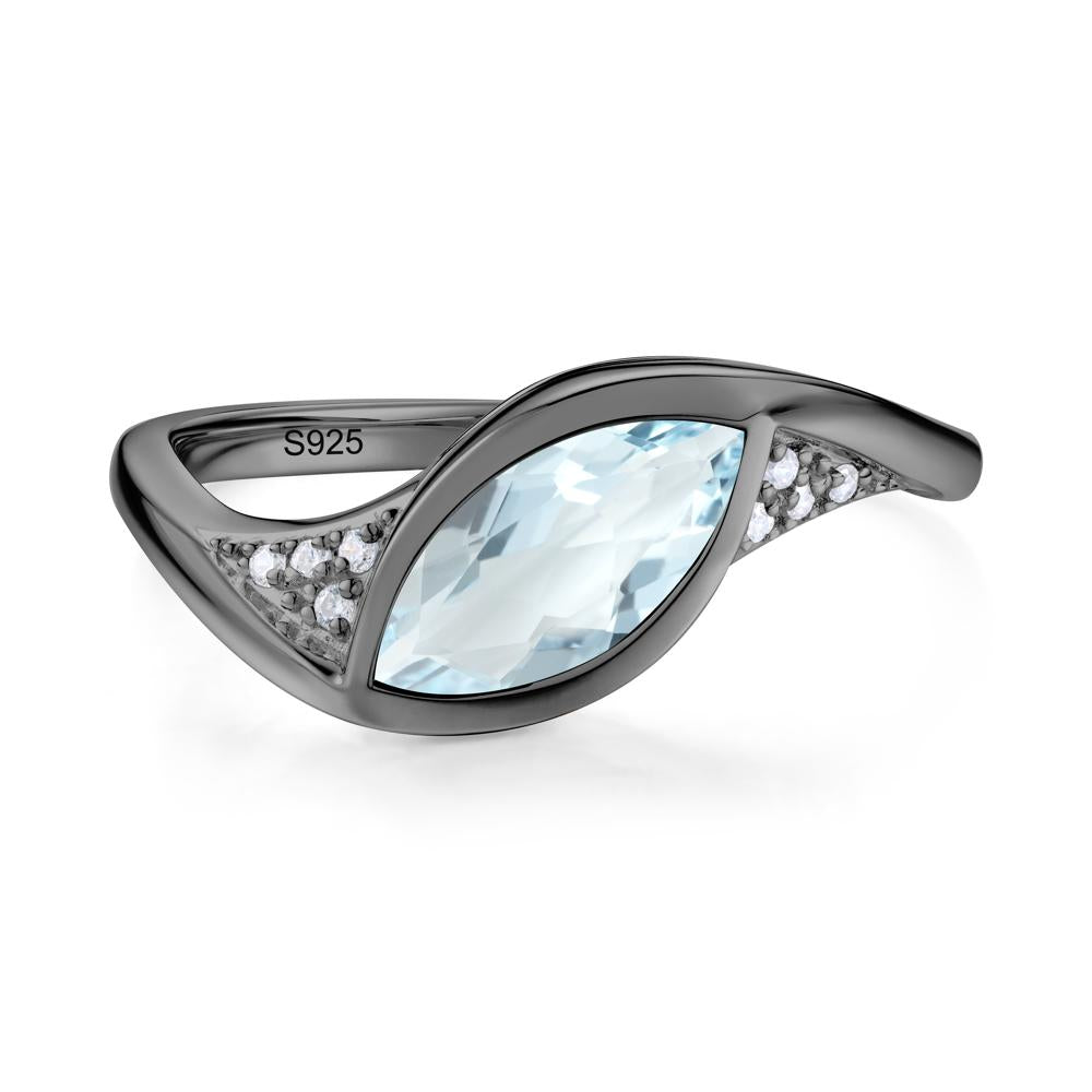 Minimalist Bezel Set Marquise Sapphire Engagement Ring - LUO Jewelry #gemstone_Aquamarine