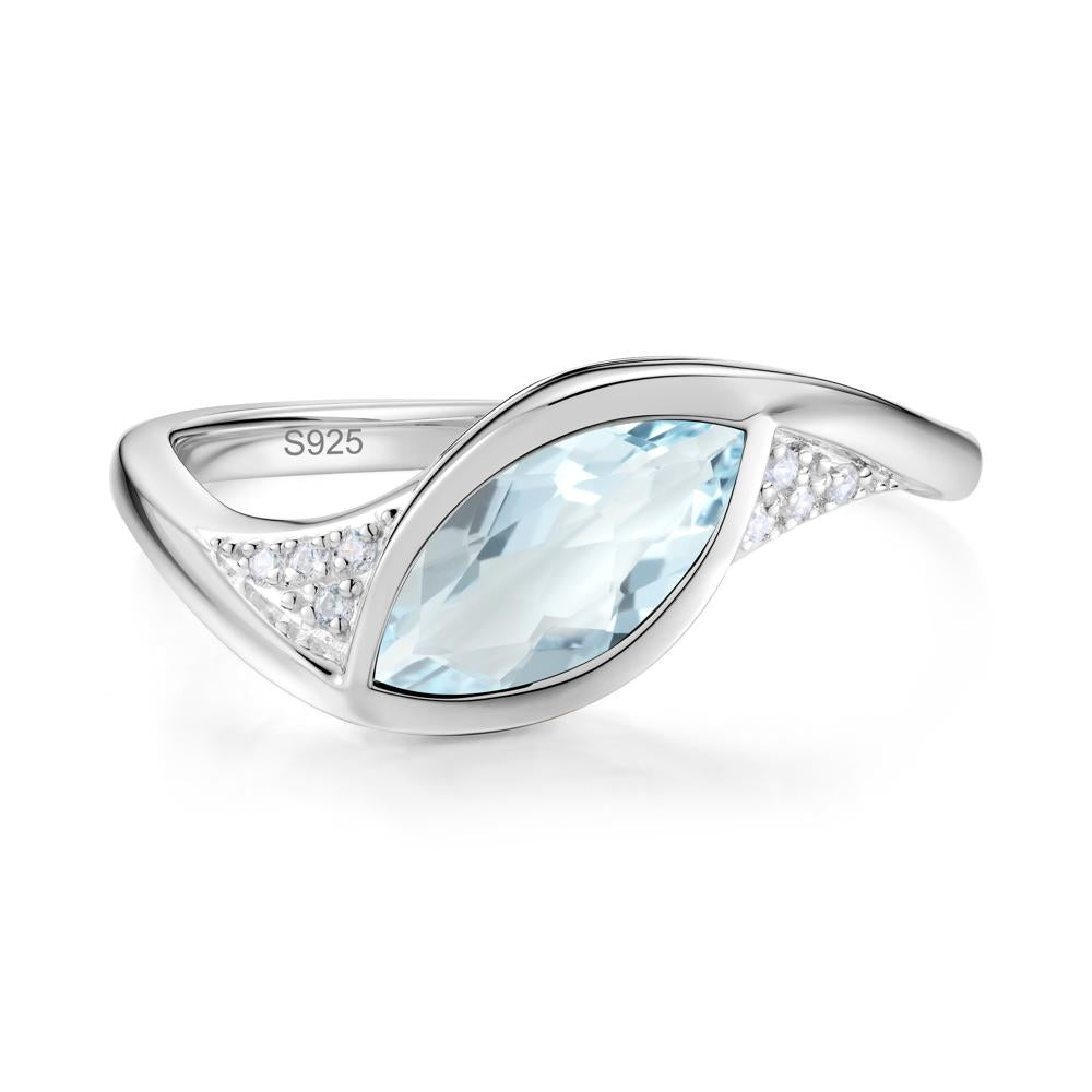 Minimalist Bezel Set Marquise Sapphire Engagement Ring - LUO Jewelry #gemstone_Aquamarine
