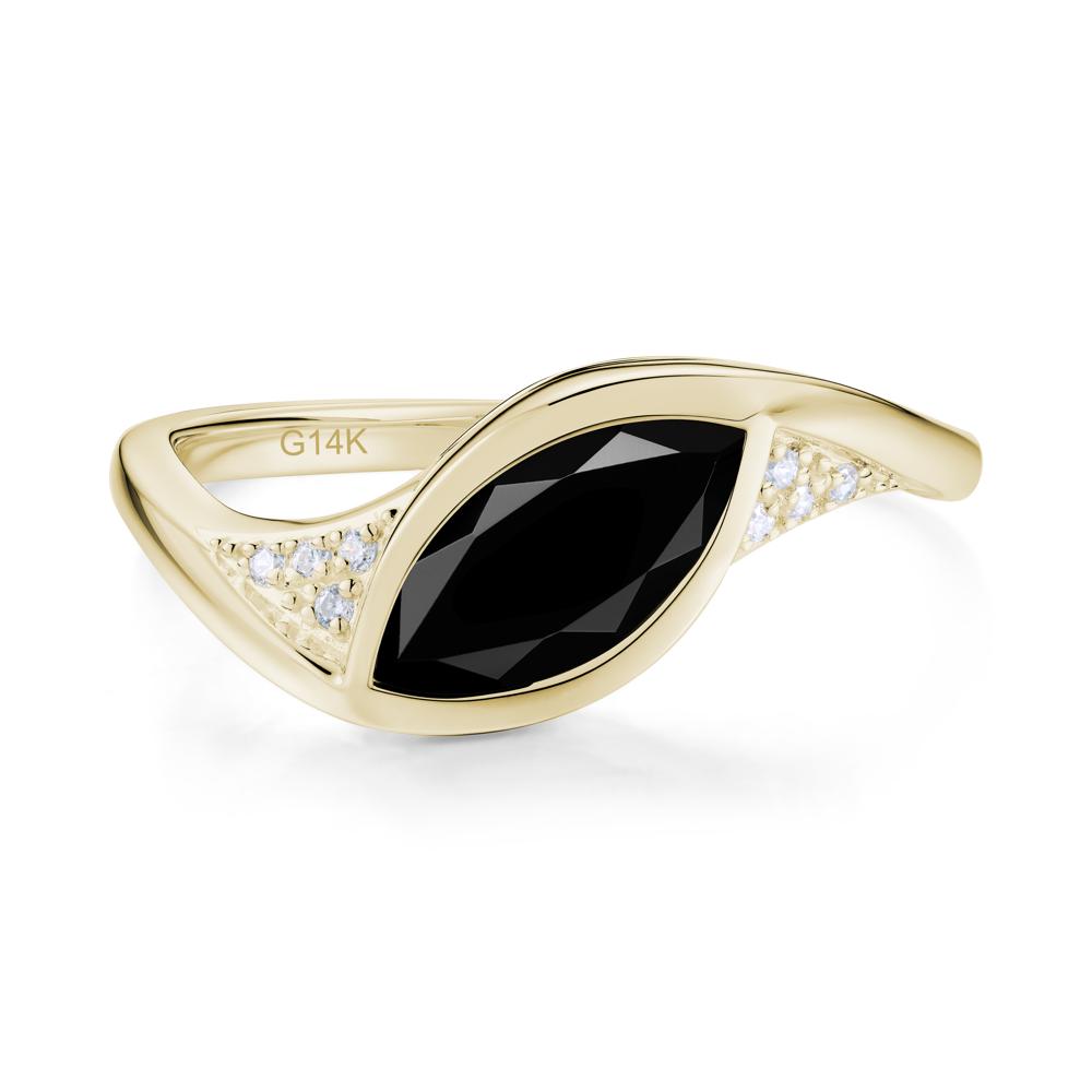 Minimalist Bezel Set Marquise Sapphire Engagement Ring - LUO Jewelry #gemstone_Black Spinel