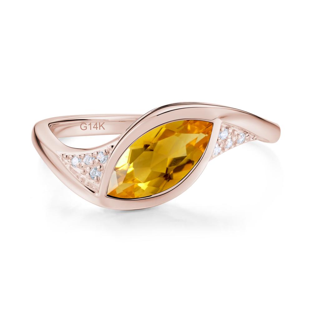 Minimalist Bezel Set Marquise Sapphire Engagement Ring - LUO Jewelry #gemstone_Citrine
