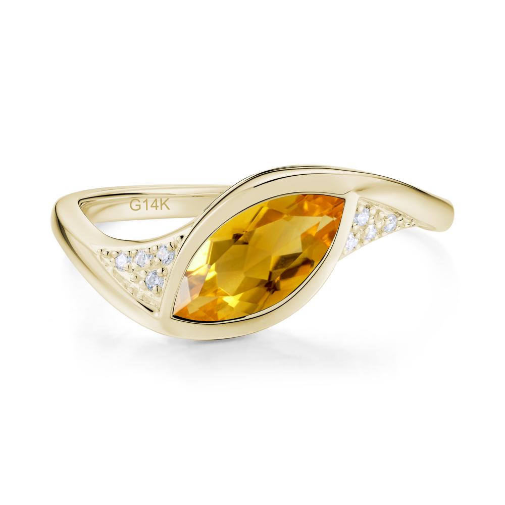Minimalist Bezel Set Marquise Sapphire Engagement Ring - LUO Jewelry #gemstone_Citrine