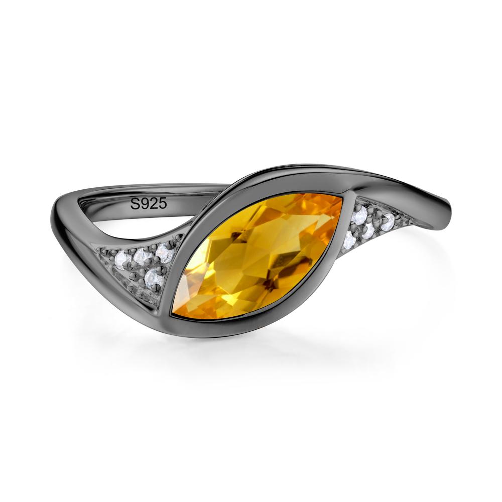 Minimalist Bezel Set Marquise Sapphire Engagement Ring - LUO Jewelry #gemstone_Citrine