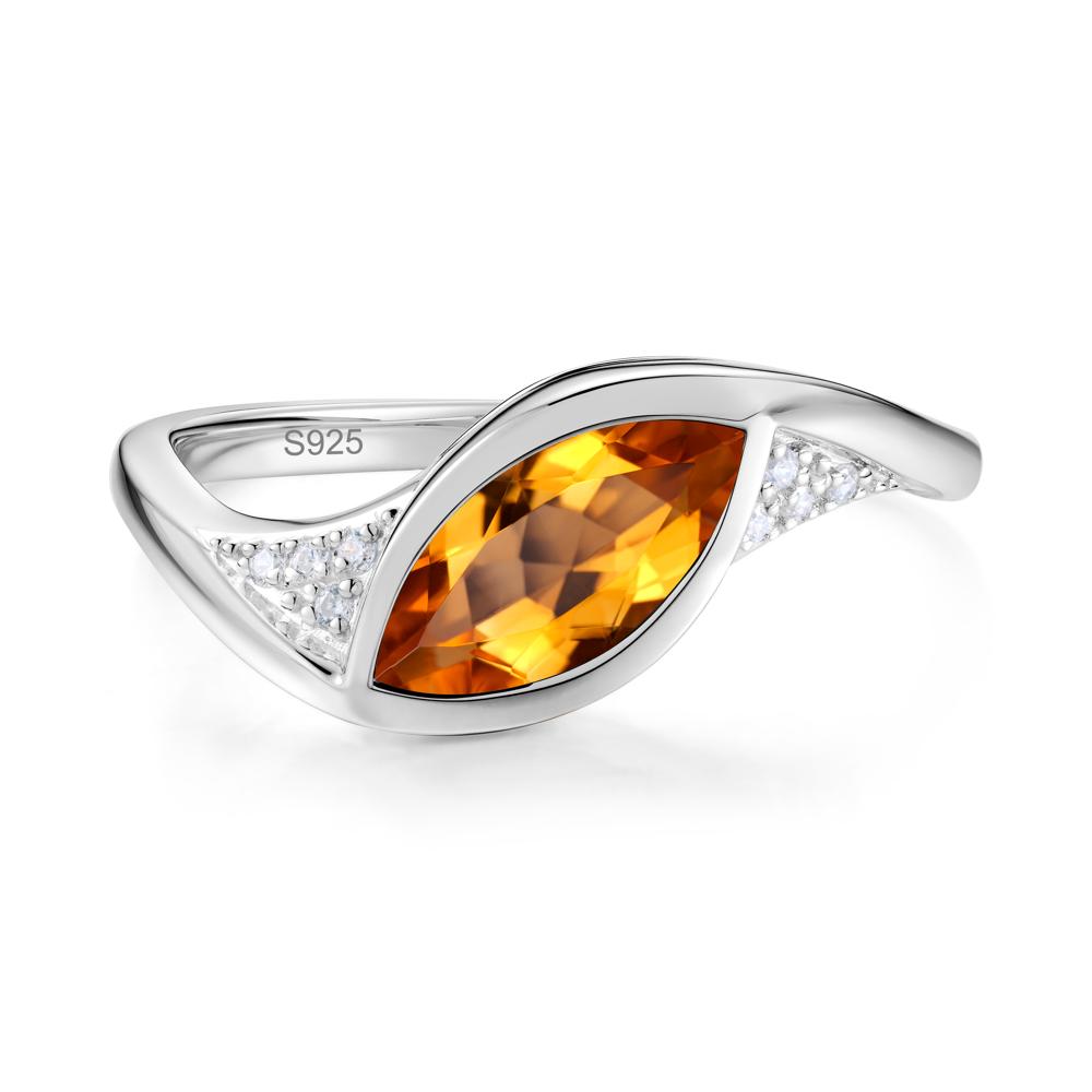 Minimalist Bezel Set Marquise Sapphire Engagement Ring - LUO Jewelry #gemstone_Citrine
