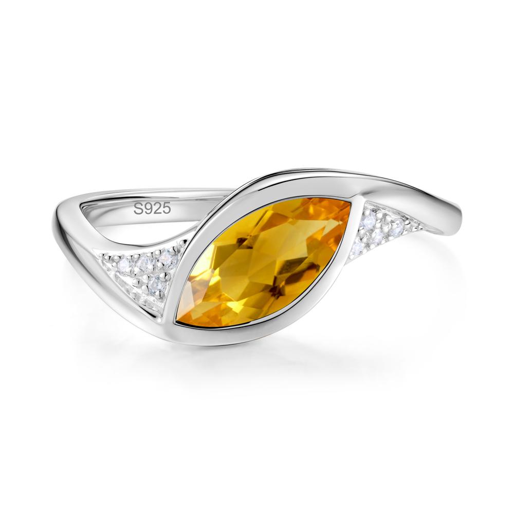 Minimalist Bezel Set Marquise Sapphire Engagement Ring - LUO Jewelry #gemstone_Citrine