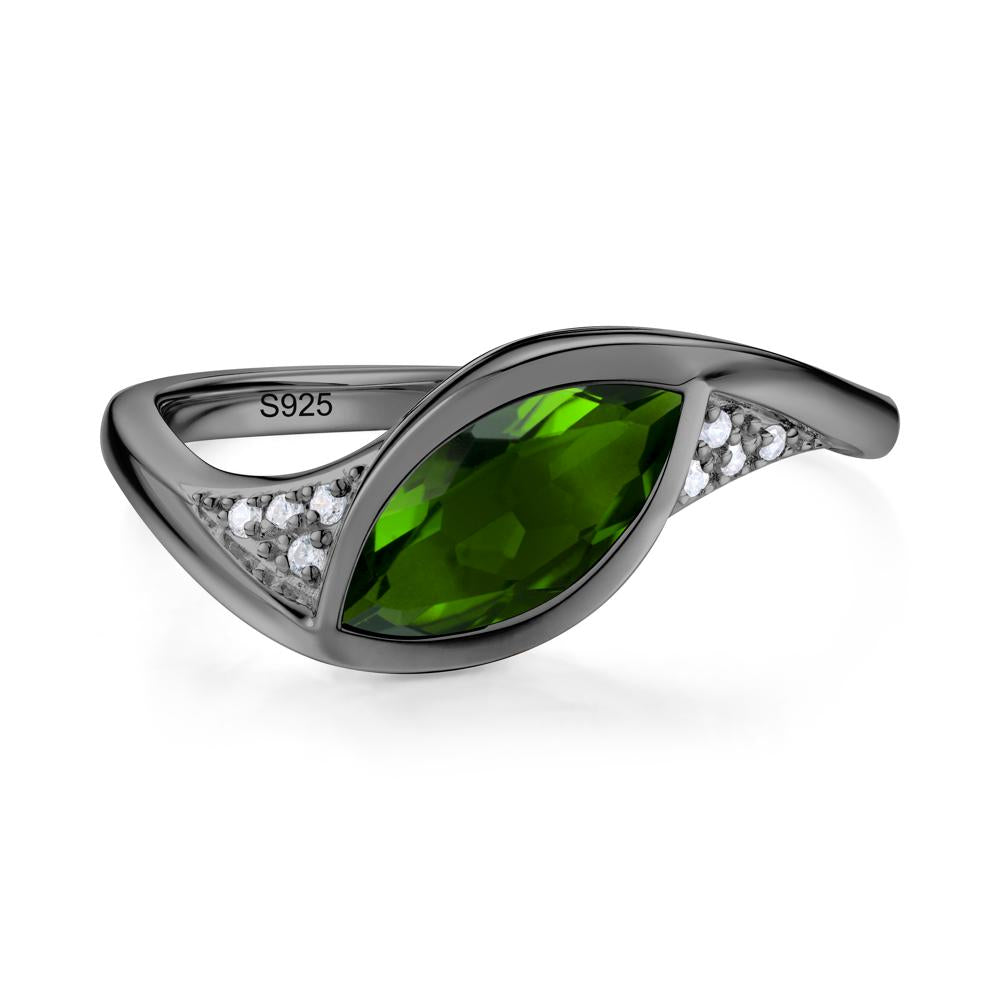 Minimalist Bezel Set Marquise Sapphire Engagement Ring - LUO Jewelry #gemstone_Diopside