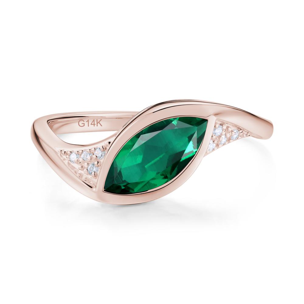 Minimalist Bezel Set Marquise Sapphire Engagement Ring - LUO Jewelry #gemstone_Emerald