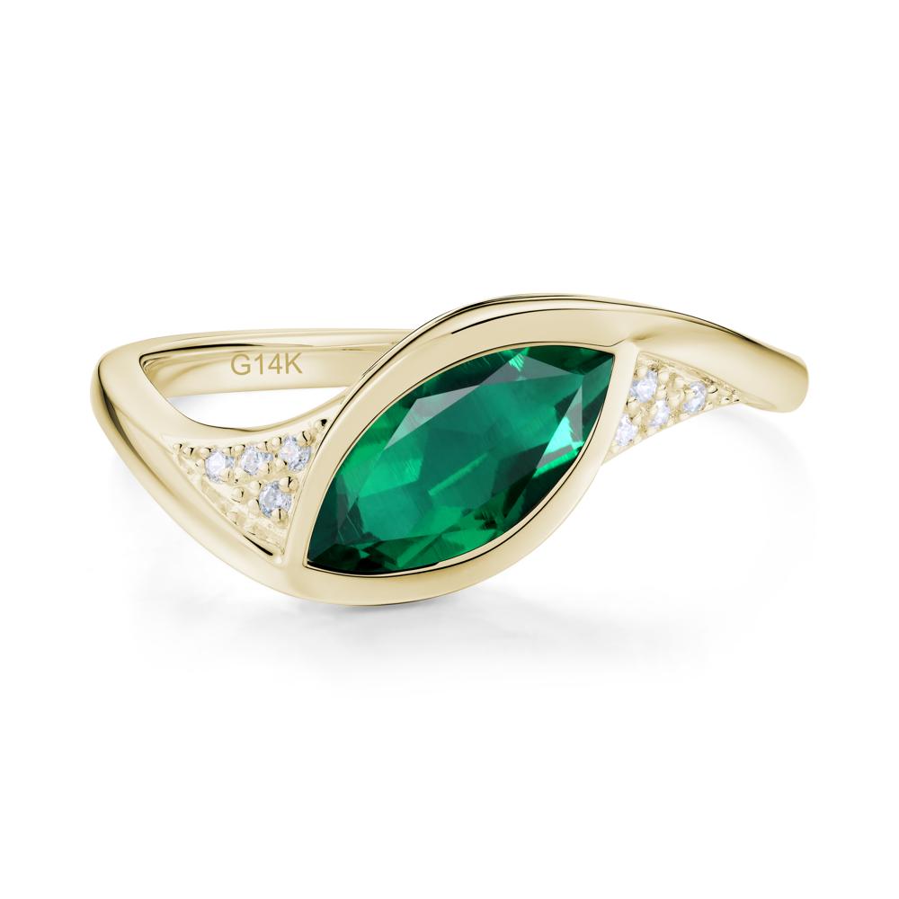 Minimalist Bezel Set Marquise Sapphire Engagement Ring - LUO Jewelry #gemstone_Emerald