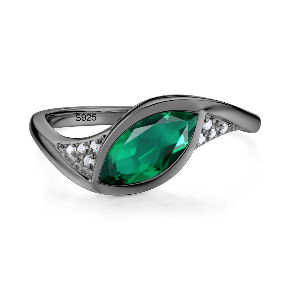 Minimalist Bezel Set Marquise Sapphire Engagement Ring - LUO Jewelry #gemstone_Emerald