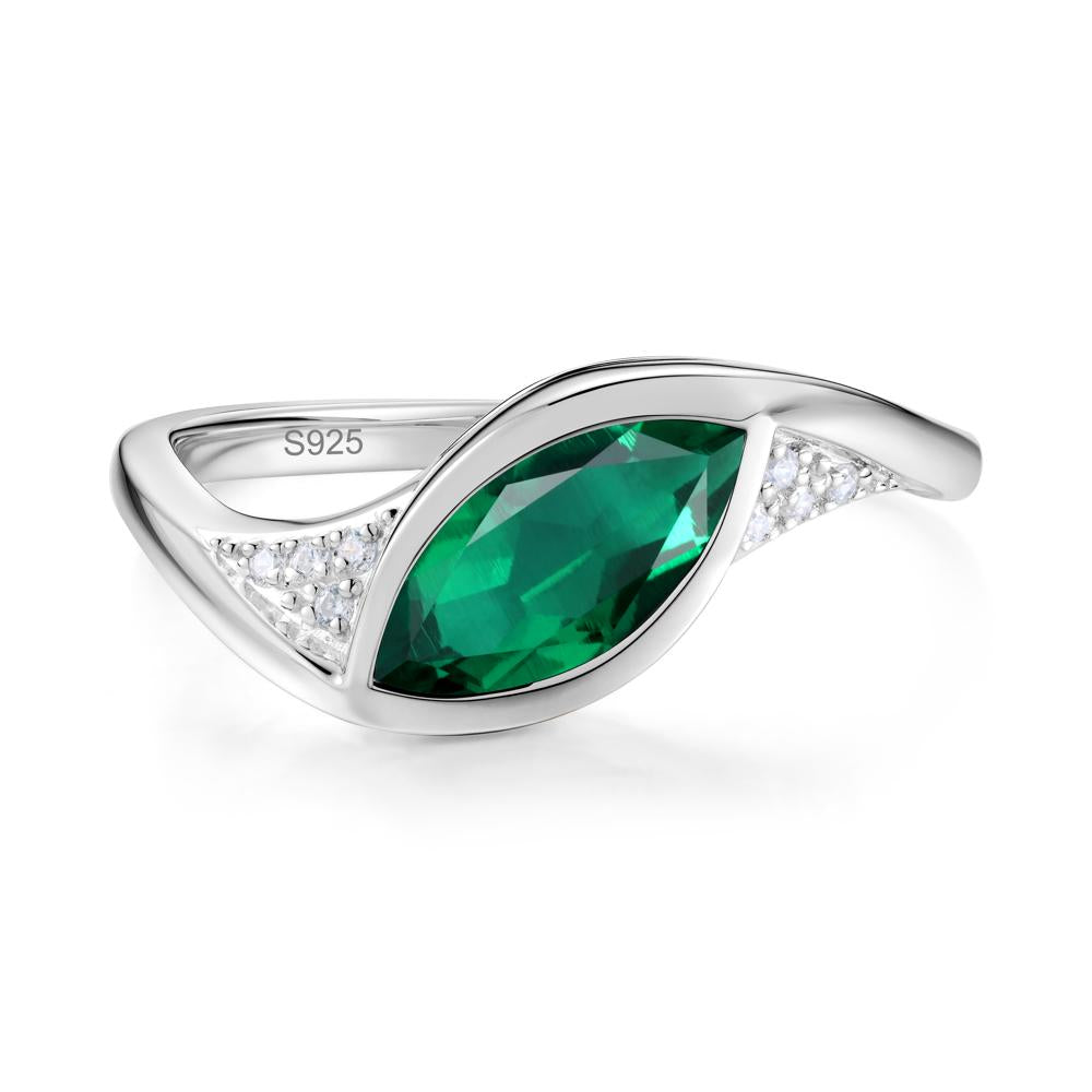 Minimalist Bezel Set Marquise Sapphire Engagement Ring - LUO Jewelry #gemstone_Emerald