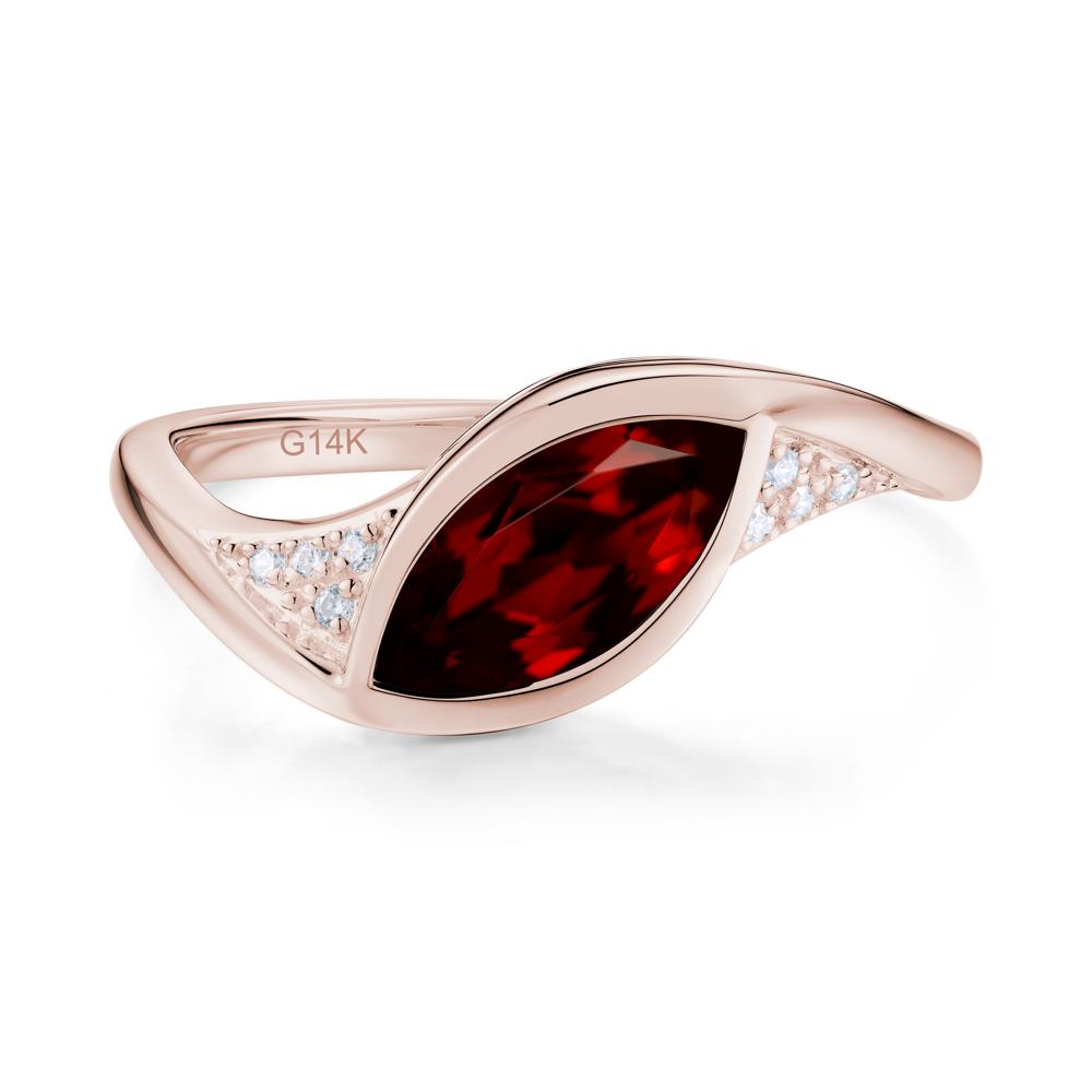 Minimalist Bezel Set Marquise Sapphire Engagement Ring - LUO Jewelry #gemstone_Garnet