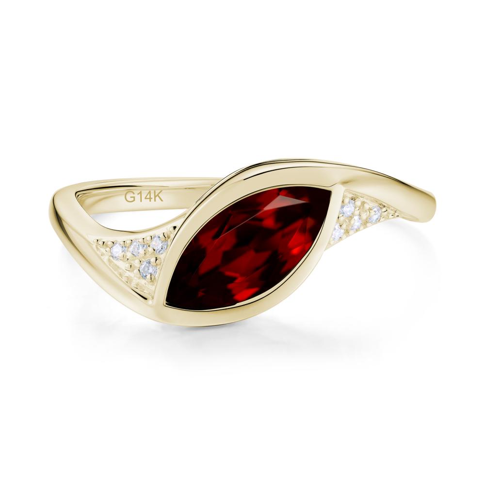 Minimalist Bezel Set Marquise Sapphire Engagement Ring - LUO Jewelry #gemstone_Garnet