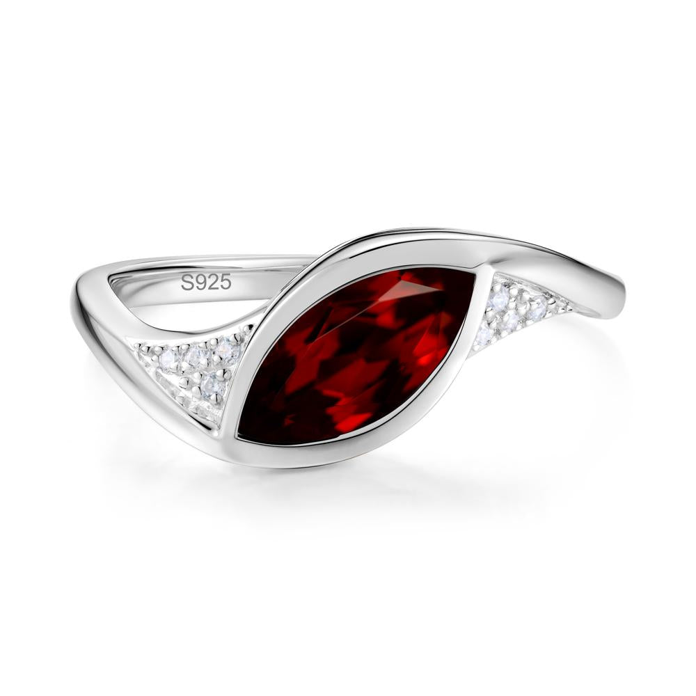 Minimalist Bezel Set Marquise Sapphire Engagement Ring - LUO Jewelry #gemstone_Garnet