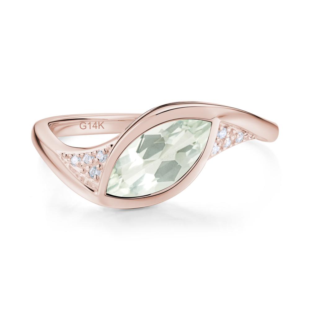 Minimalist Bezel Set Marquise Sapphire Engagement Ring - LUO Jewelry #gemstone_Green Amethyst