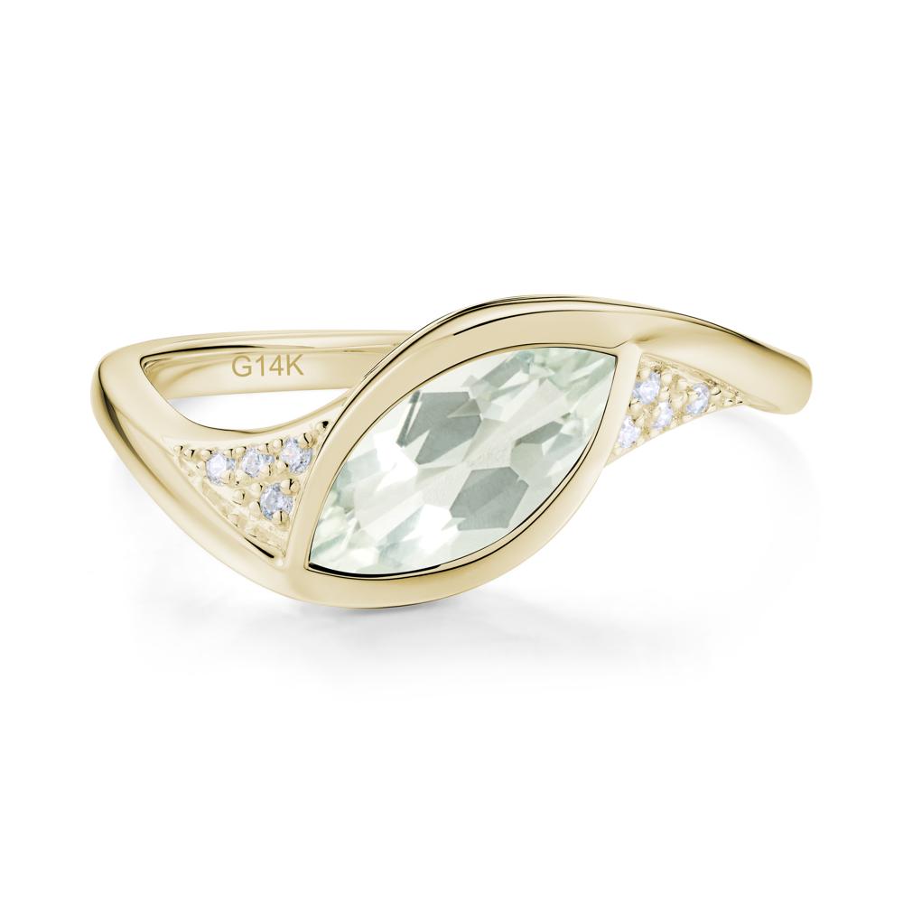 Minimalist Bezel Set Marquise Sapphire Engagement Ring - LUO Jewelry #gemstone_Green Amethyst