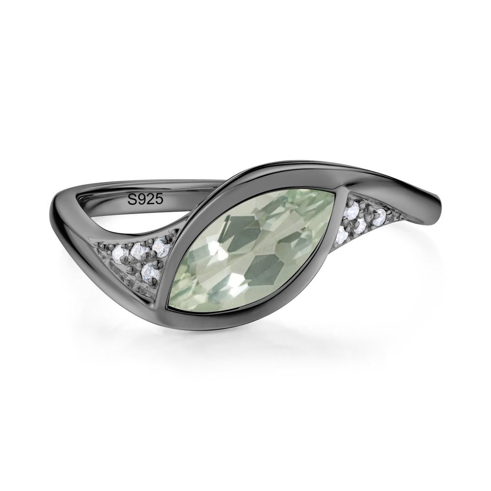 Minimalist Bezel Set Marquise Sapphire Engagement Ring - LUO Jewelry #gemstone_Green Amethyst