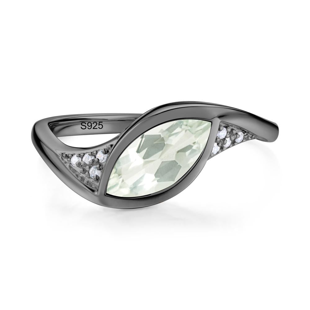 Minimalist Bezel Set Marquise Sapphire Engagement Ring - LUO Jewelry #gemstone_Green Amethyst