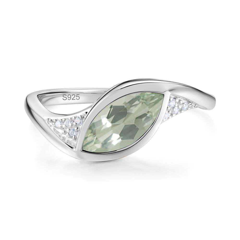 Minimalist Bezel Set Marquise Sapphire Engagement Ring - LUO Jewelry #gemstone_Green Amethyst