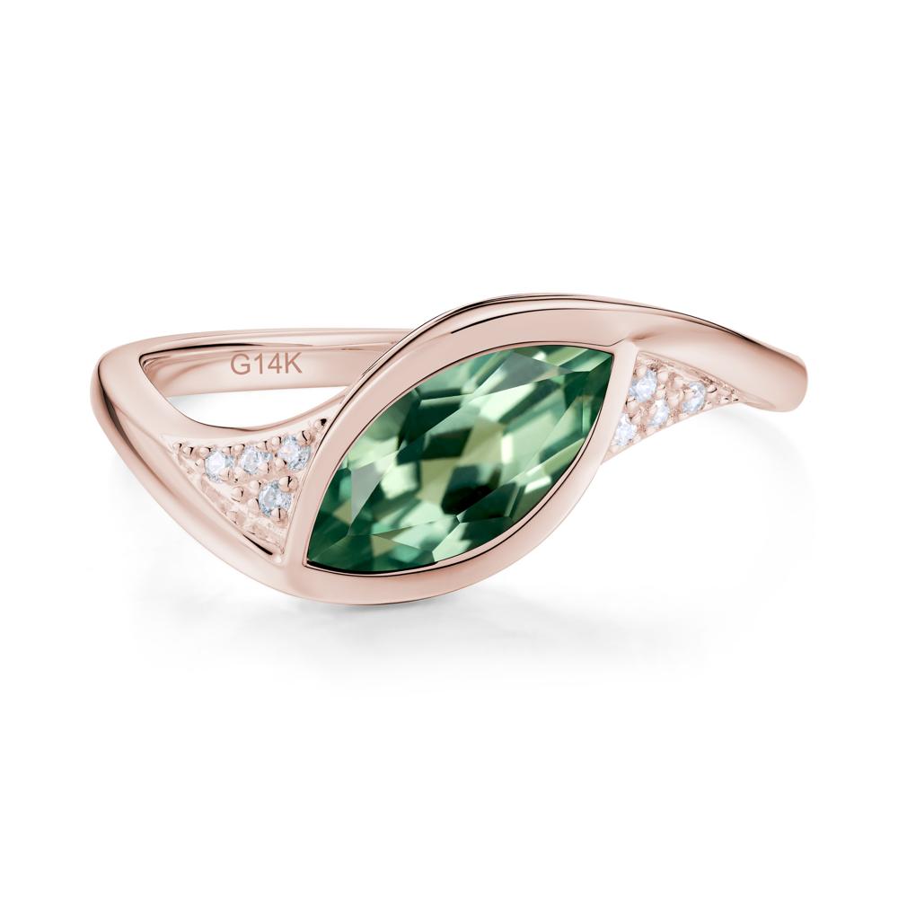 Minimalist Bezel Set Marquise Sapphire Engagement Ring - LUO Jewelry #gemstone_Green Sapphire