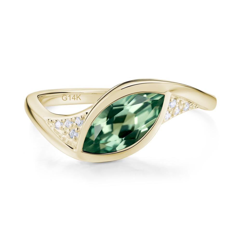 Minimalist Bezel Set Marquise Sapphire Engagement Ring - LUO Jewelry #gemstone_Green Sapphire