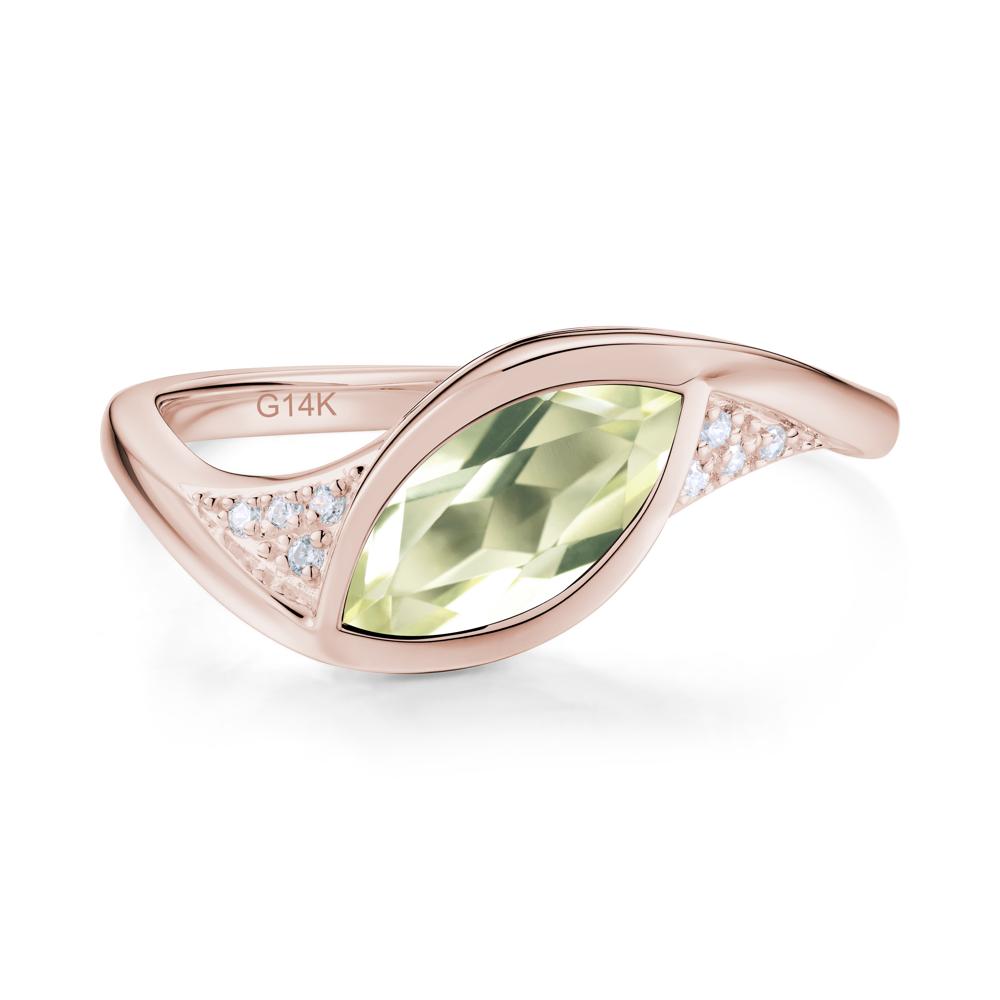 Minimalist Bezel Set Marquise Sapphire Engagement Ring - LUO Jewelry #gemstone_Lemon Quartz