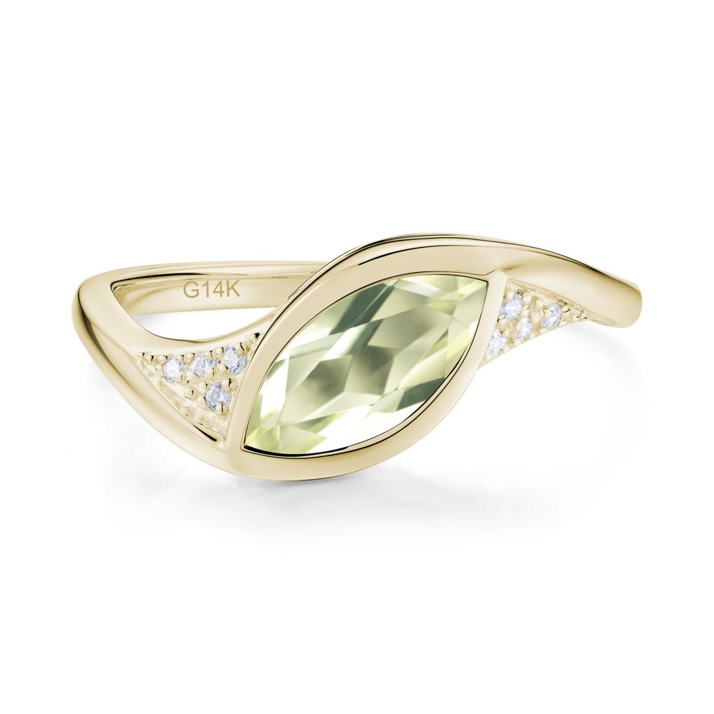 Minimalist Bezel Set Marquise Sapphire Engagement Ring - LUO Jewelry #gemstone_Lemon Quartz