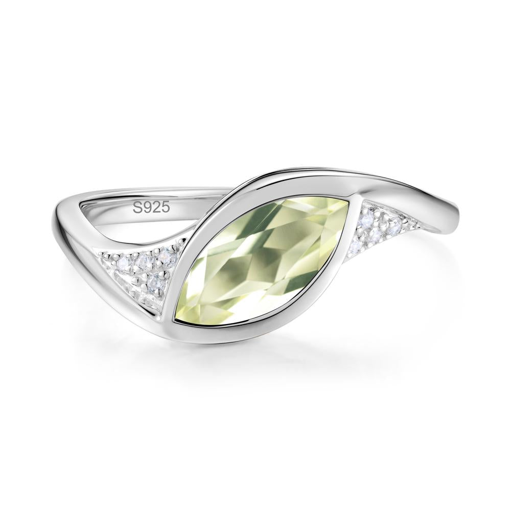 Minimalist Bezel Set Marquise Sapphire Engagement Ring - LUO Jewelry #gemstone_Lemon Quartz