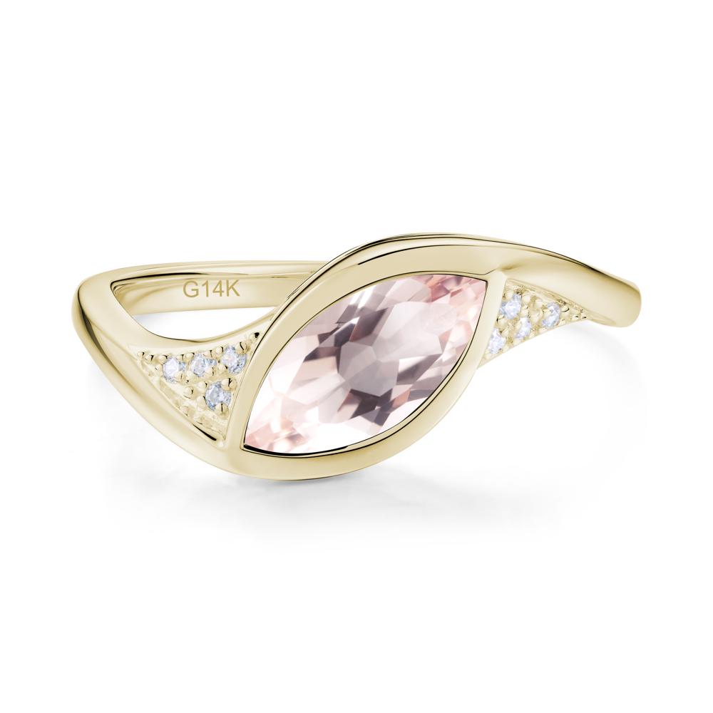 Minimalist Bezel Set Marquise Sapphire Engagement Ring - LUO Jewelry #gemstone_Morganite