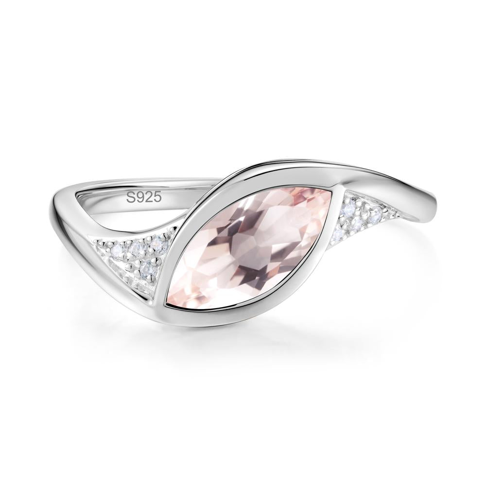 Minimalist Bezel Set Marquise Sapphire Engagement Ring - LUO Jewelry #gemstone_Morganite