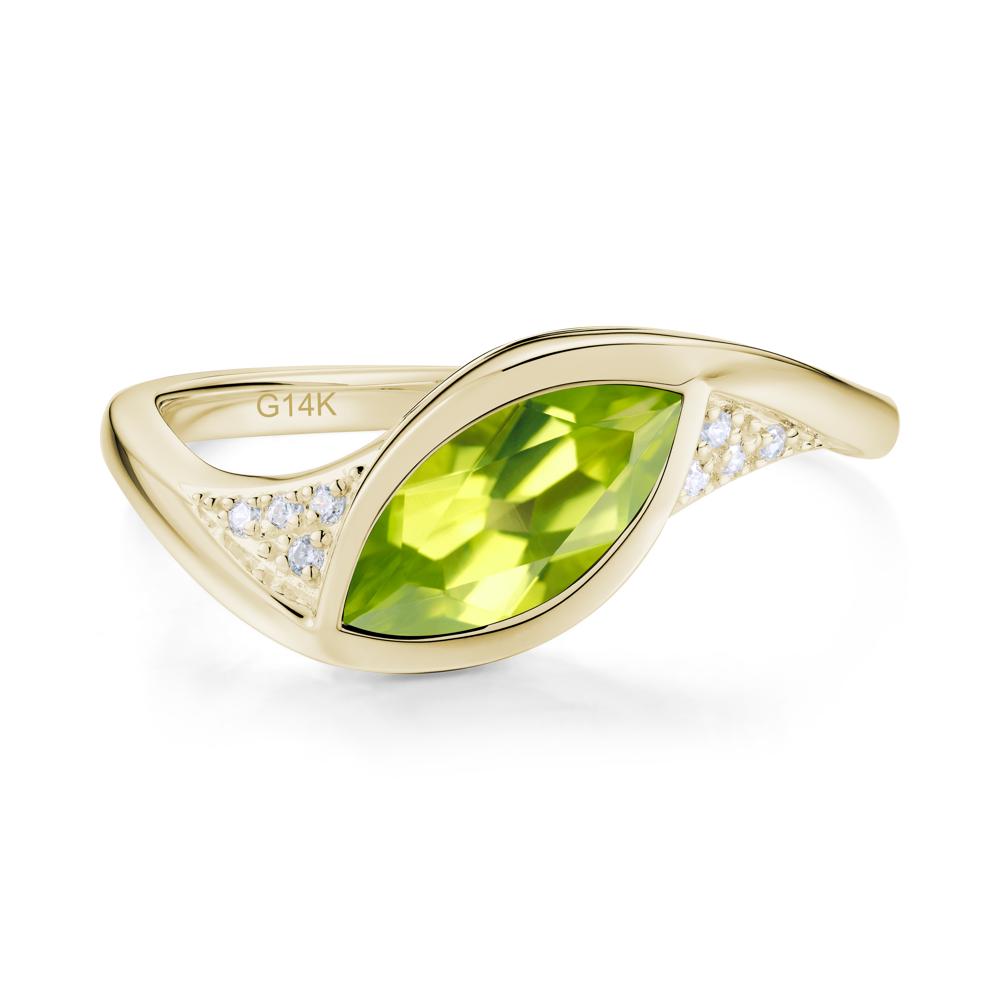 Minimalist Bezel Set Marquise Sapphire Engagement Ring - LUO Jewelry #gemstone_Peridot