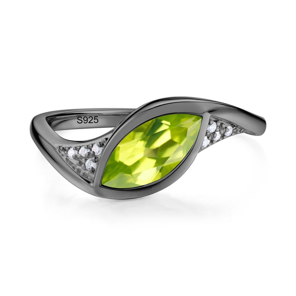 Minimalist Bezel Set Marquise Sapphire Engagement Ring - LUO Jewelry #gemstone_Peridot