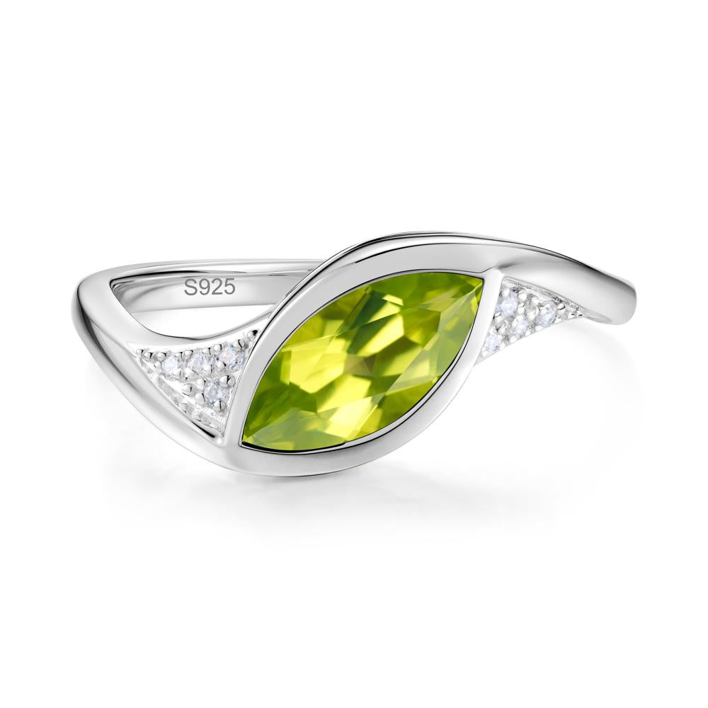 Minimalist Bezel Set Marquise Sapphire Engagement Ring - LUO Jewelry #gemstone_Peridot