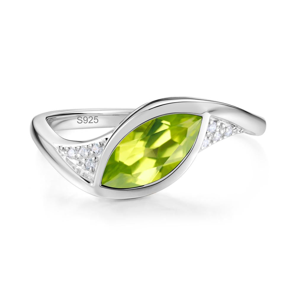Minimalist Bezel Set Marquise Sapphire Engagement Ring - LUO Jewelry #gemstone_Peridot