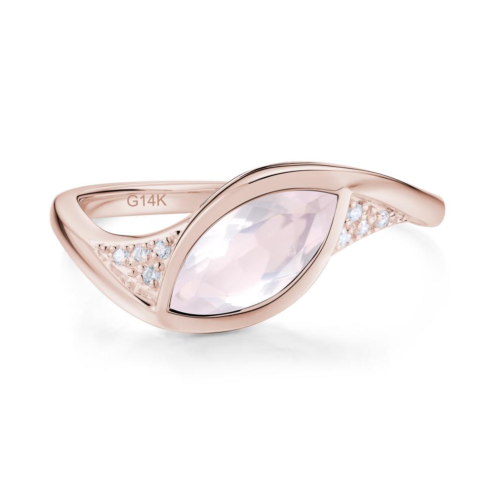 Minimalist Bezel Set Marquise Sapphire Engagement Ring - LUO Jewelry #gemstone_Rose Quartz