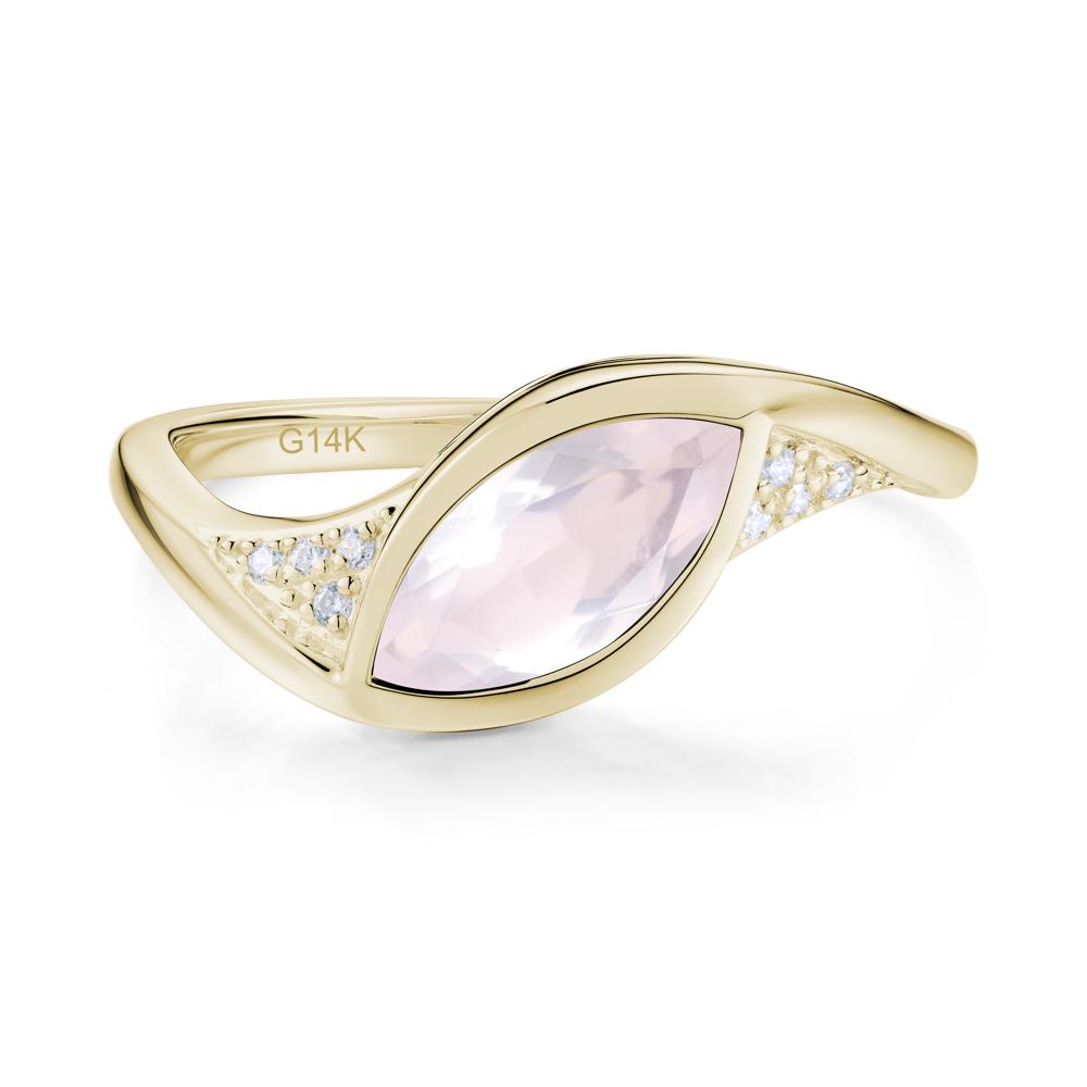 Minimalist Bezel Set Marquise Sapphire Engagement Ring - LUO Jewelry #gemstone_Rose Quartz