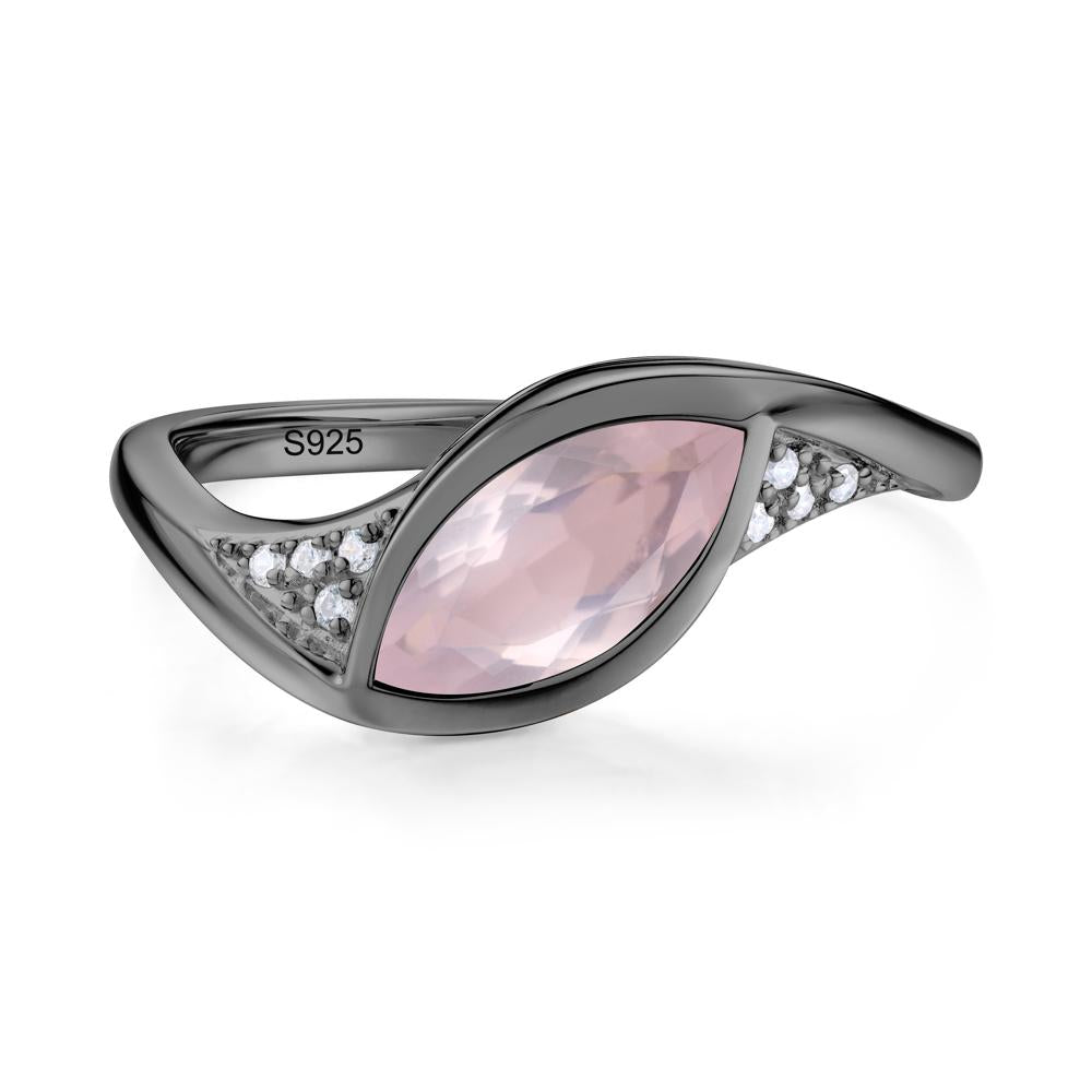Minimalist Bezel Set Marquise Sapphire Engagement Ring - LUO Jewelry #gemstone_Rose Quartz