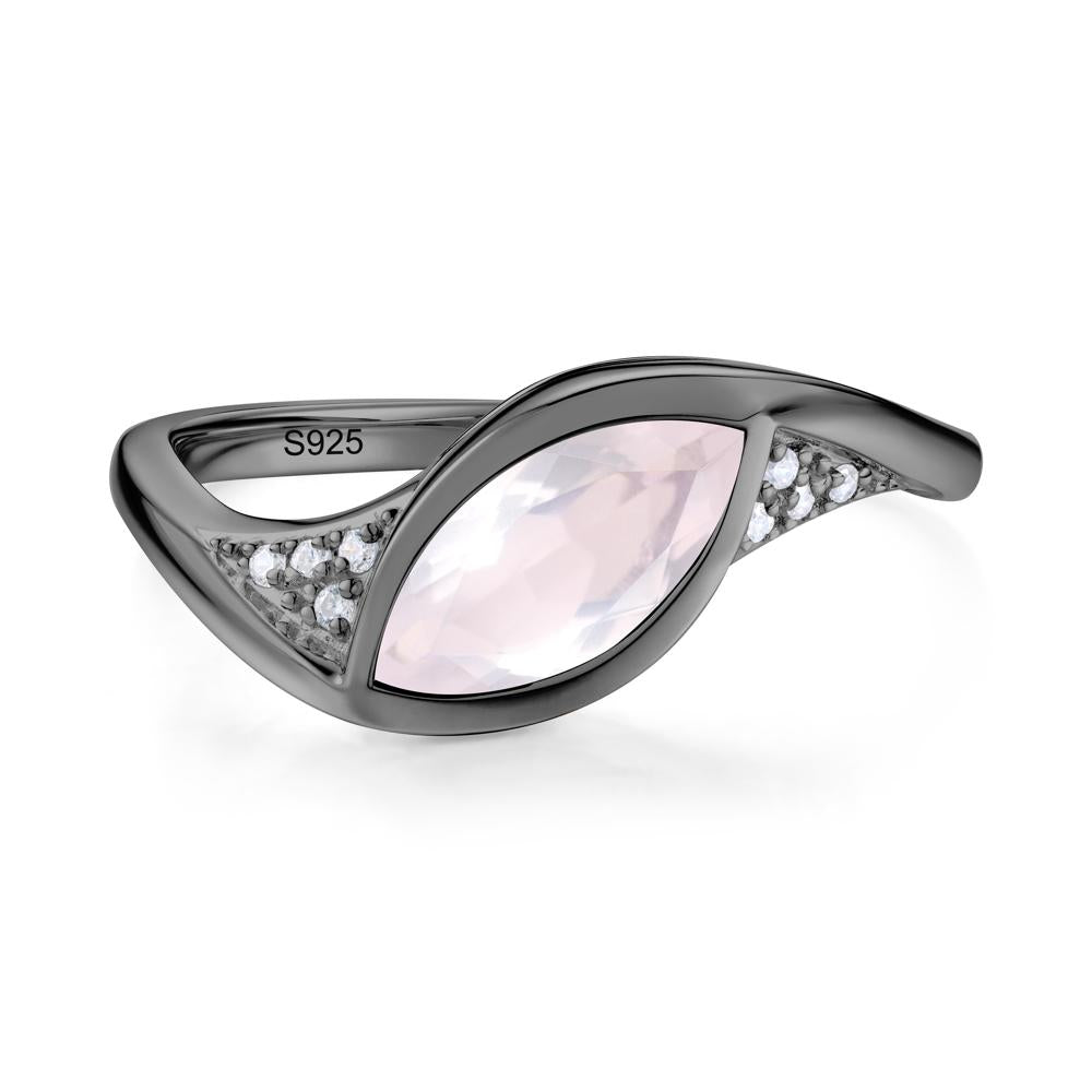 Minimalist Bezel Set Marquise Sapphire Engagement Ring - LUO Jewelry #gemstone_Rose Quartz