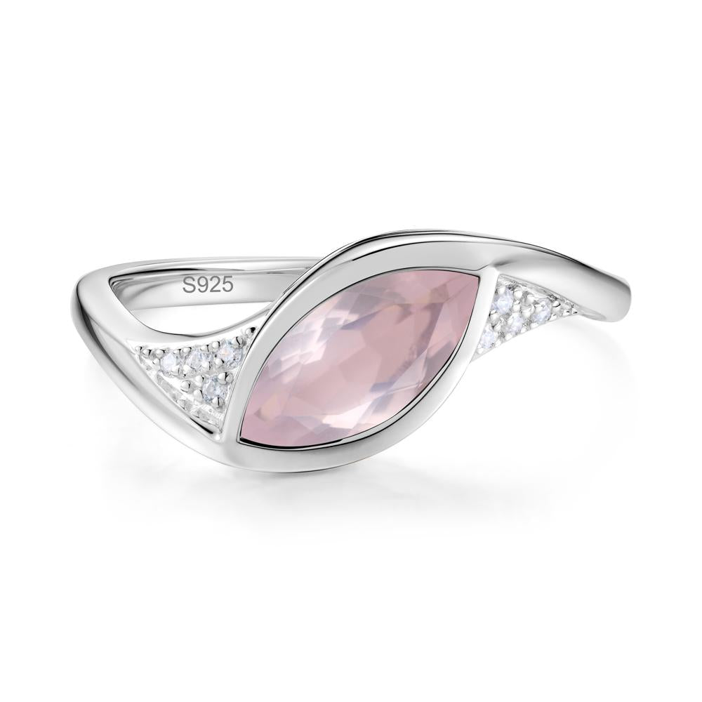 Minimalist Bezel Set Marquise Sapphire Engagement Ring - LUO Jewelry #gemstone_Rose Quartz